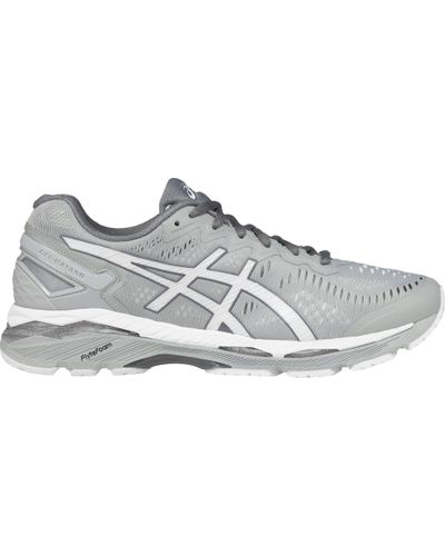 Asics Gel Kayano 23 Running Shoes In Grey White Gray For Men Lyst Asics Gel Kayano 23 Running Shoes In Grey White Gray For Men Lyst