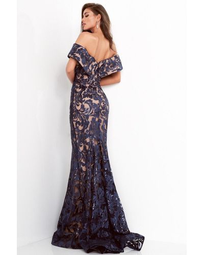 jovani lace off the shoulder gown