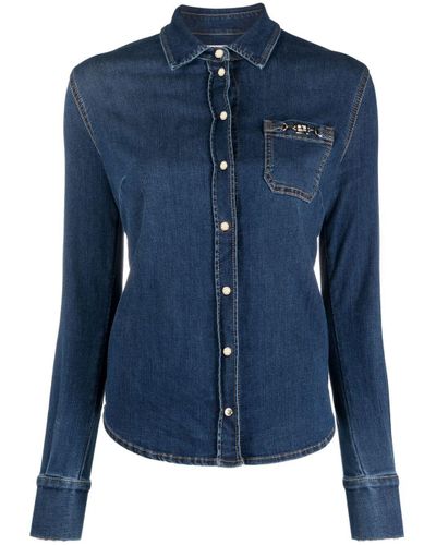 Camicia denim aderente di Elisabetta Franchi in Blu | Lyst