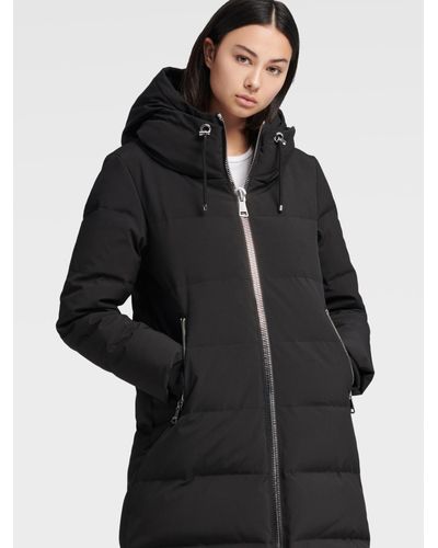 dkny black longline puffer coat