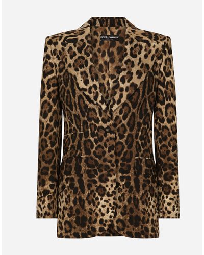 Dolce & Gabbana Leopard-Print Wool Turlington Jacket - Brown