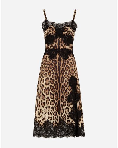 Dolce & Gabbana Leopard-print Satin Slip Dress - Black