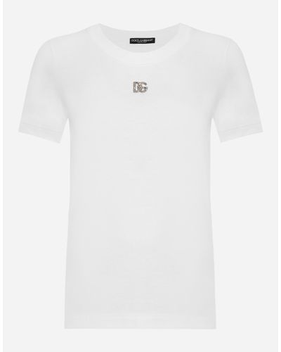 Dolce & Gabbana DG Crystal Logo T -Shirt für - Weiß