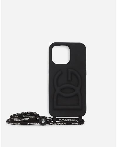 Dolce & Gabbana Rubber Iphone 13 Pro Cover With Embossed Logo - Black