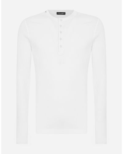 Dolce & Gabbana Serafino-Shirt Aus Gerippter Baumwolle - Weiß