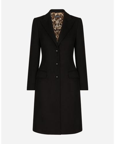 Dolce & Gabbana Wool Single-breasted Pea Coat - Black