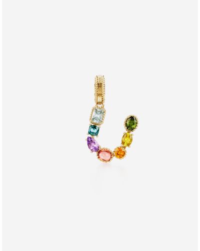 Dolce & Gabbana Charm H Rainbow alphabet aus 18-karätigem Gelbgold mit mehrfarbigen Edelsteinen - Weiß