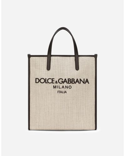 Dolce & Gabbana Kleiner Shopper Aus Strukturiertem Canvas - Natur