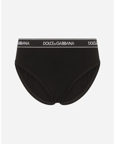 Dolce & Gabbana Slip Aus Jersey Mit Logo-Gummiband - Schwarz