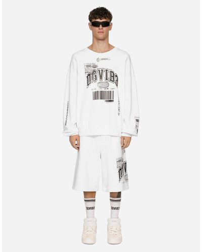 Dolce & Gabbana Jersey Jogging Shorts With Dgvib3 Print And Logo - White