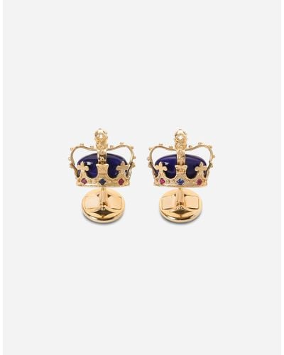 Dolce & Gabbana Crown Cufflinks With Lapis Lazzuli - Multicolor