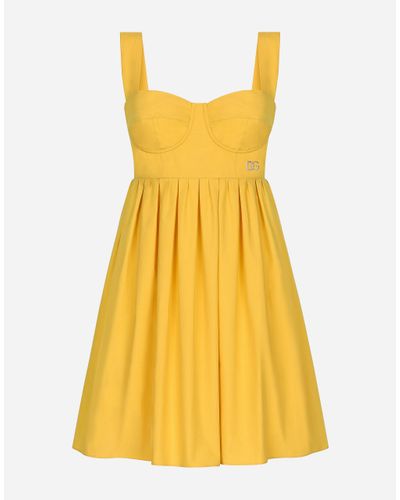 Dolce & Gabbana Short Cotton Corset Dress - Yellow