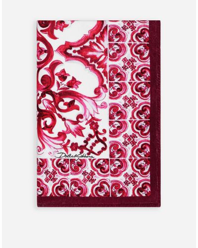 Dolce & Gabbana Majolica Print Terrycloth Beach Towel (114 X 185) - Red