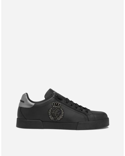 Dolce & Gabbana Portofino Leather Sneakers - Black