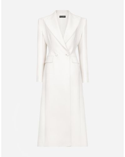 Dolce & Gabbana Doppelreihiger Mantel Aus Einer Wollmischung - Weiß