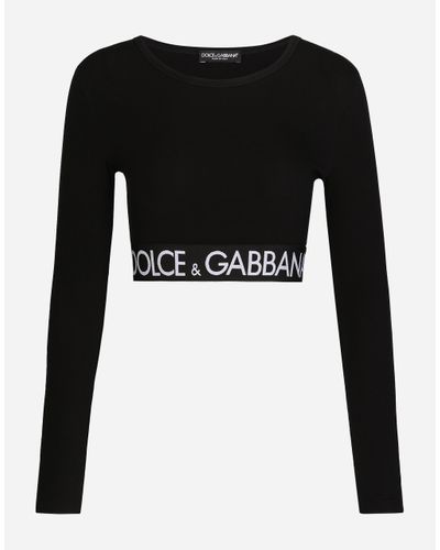 Dolce & Gabbana Logo Cotton-blend Crop Top - Black