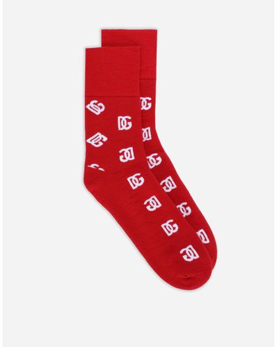 Dolce & Gabbana Intarsia-logo Socks - Red