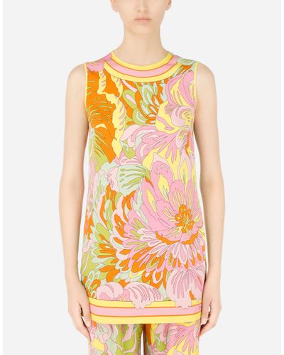 Dolce & Gabbana Morgenrock aus Twill Wiesenblumen-Print - Mehrfarbig