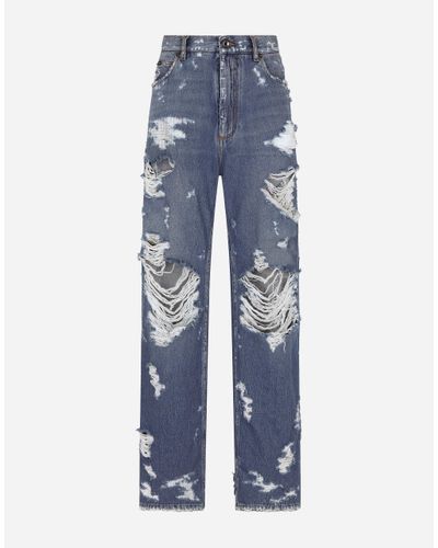 Dolce & Gabbana Ripped Denim Jeans - Blue