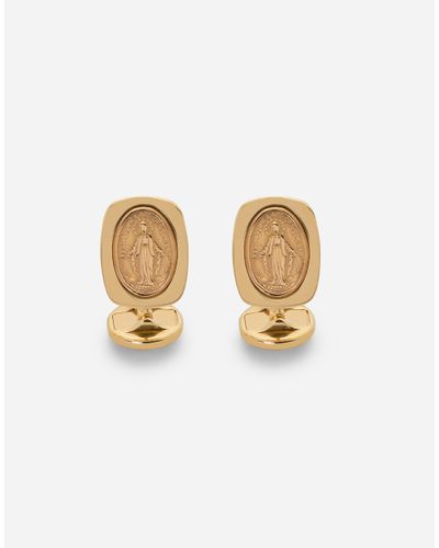 Dolce & Gabbana Devotion Cufflinks With A Virgin Mary Medallion - White