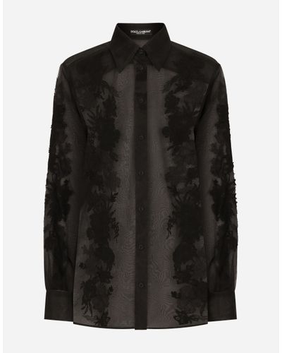 Dolce & Gabbana Silk-blend Lace Shirt - Black