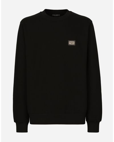 Dolce & Gabbana Jersey-Sweatshirt Mit Logoplakette - Schwarz