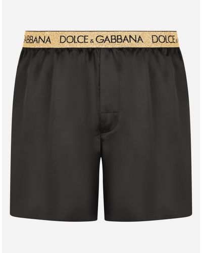 Dolce & Gabbana Silk Satin Boxer Shorts With Sleep Mask - Schwarz