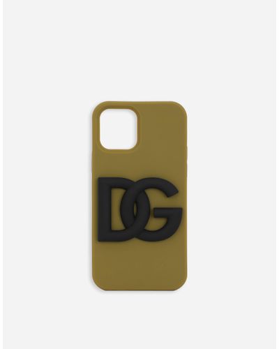 Dolce & Gabbana Rubber Iphone 12 Pro Cover With Dg Logo - Green