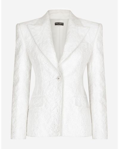 Dolce & Gabbana Turlington-Jacke Aus Brokat - Weiß