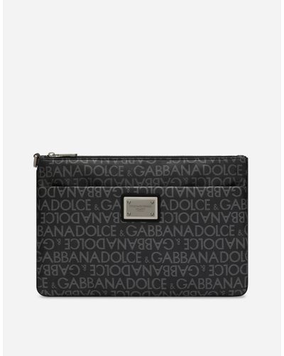 Dolce & Gabbana Coated Jacquard Clutch - Black