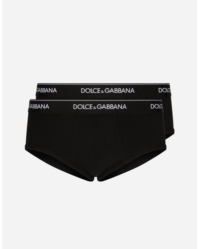Dolce & Gabbana Zweierpack Slip Brando Baumwollstretch - Schwarz
