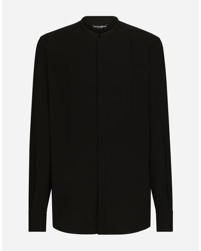 Dolce & Gabbana Mandarin Shirt With Shirt Front - Black