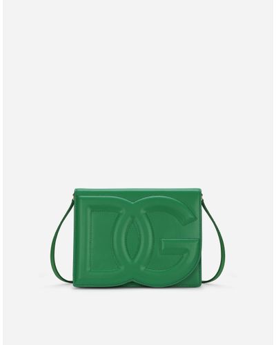 Dolce & Gabbana Crossbody Bag In Leather With Logo - Green