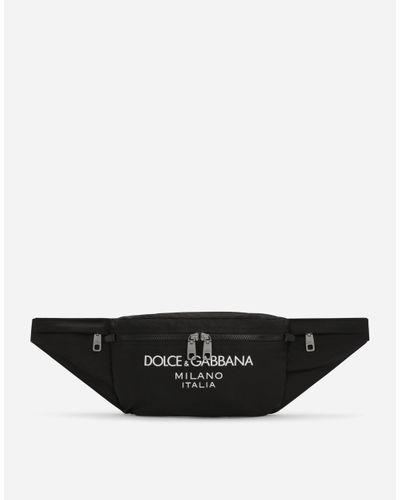Dolce & Gabbana Gürteltasche Aus Nylon Mit Gummiertem Logo - Schwarz