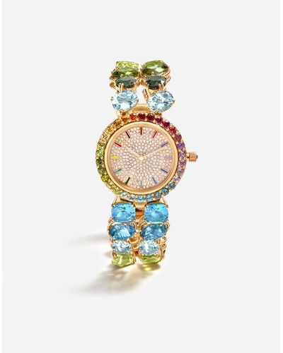 Dolce & Gabbana Watch With Multi-Colored Gems - Weiß