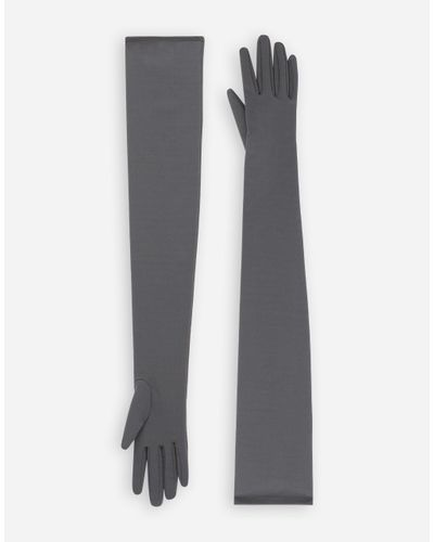 Dolce & Gabbana Long Stretch Jersey Milano Rib Gloves - Gray