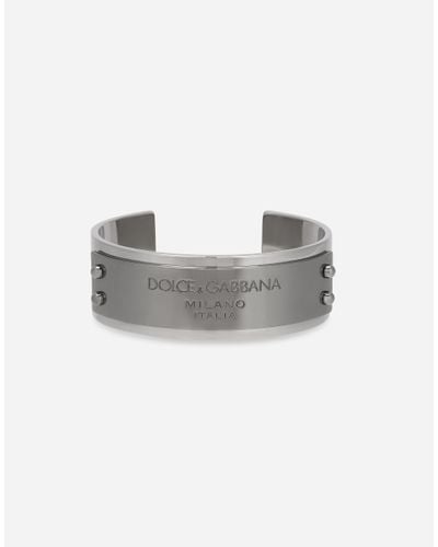 Dolce & Gabbana Logo-engraved Bangle - Gray