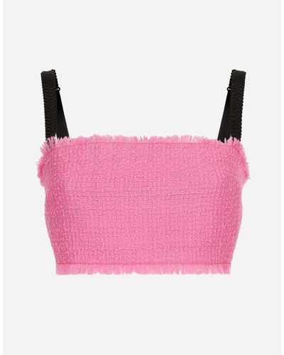 Dolce & Gabbana Kurzes Top Mit Trägern Aus Raschel-Tweed - Pink