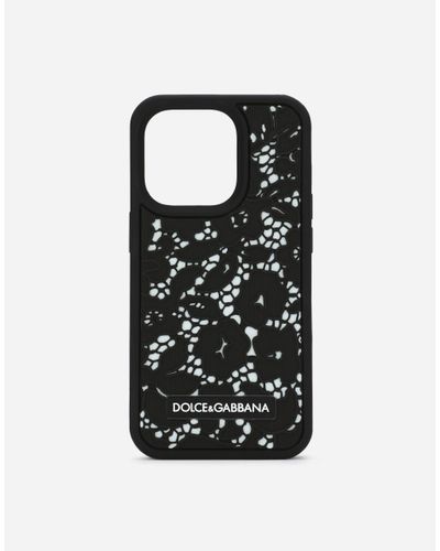 Dolce & Gabbana Lace Rubber Iphone 14 Pro Cover - Black