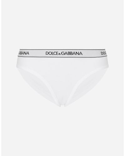 Dolce & Gabbana Slip Aus Jersey Mit Logo-Gummiband - Weiß