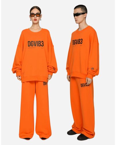Dolce & Gabbana Jersey Sweatshirt With Dg Vib3 Print And Logo - Orange