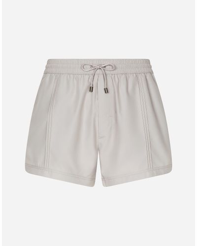 Dolce & Gabbana Swim Shorts With Top-Stitching - White