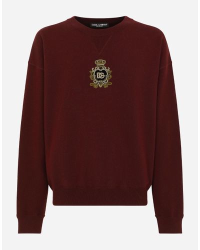 Dolce & Gabbana Strick-Sweatshirt Aus Wolle Und Kaschmir Mit Dg-Patch - Rot