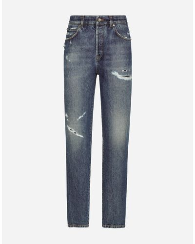 Dolce & Gabbana Denim Jeans With Rips - Blue