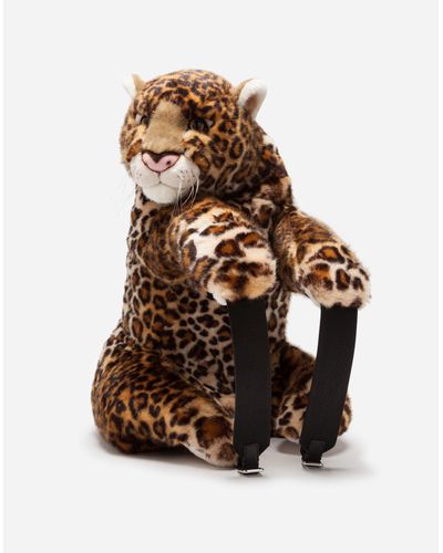 Dolce & Gabbana Backpack In Leopard Faux Fur - Brown