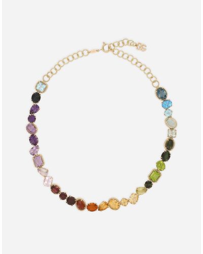 Dolce & Gabbana Necklace With Multi-Colored Gems - Mettallic