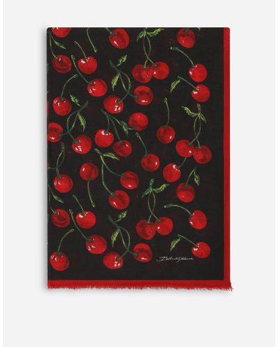 Dolce & Gabbana Cherry-print Silk Scarf - Red
