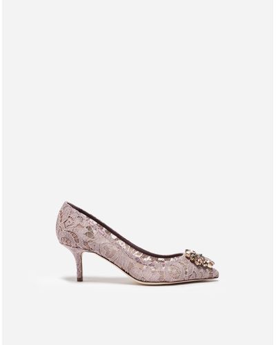 Dolce & Gabbana Lace Pumps With Brooch Detailing - Pink