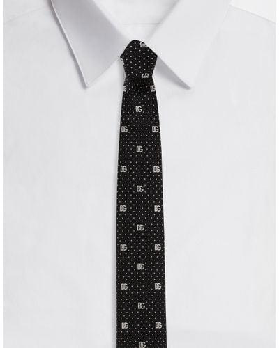 Dolce & Gabbana Krawatte Aus Seidenjacquard Dg-Logo - Weiß
