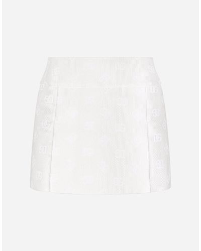 Dolce & Gabbana Jacquard Miniskirt With All-Over Dg Logo - White